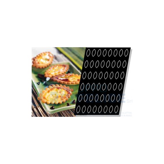 Stampo Flessibile Cm 60x40 Tartellette Ovali Cm 9,6 In Silicone