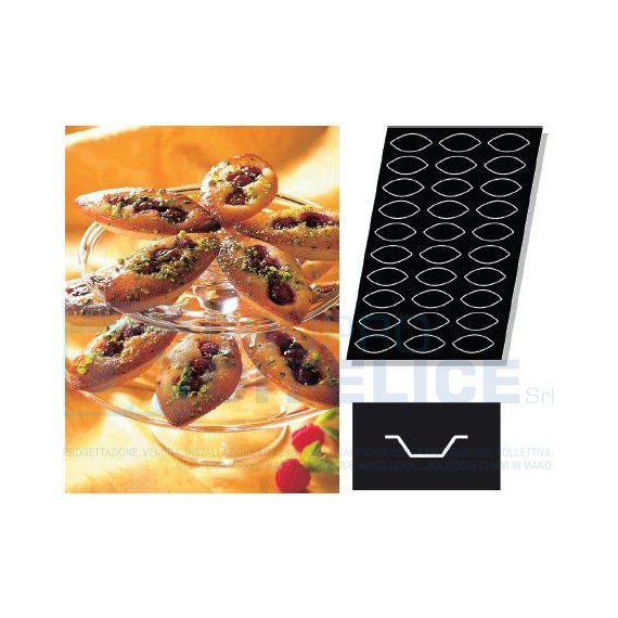 Stampo Flessibile Cm 60x40 Tartellette Ovali In Silicone