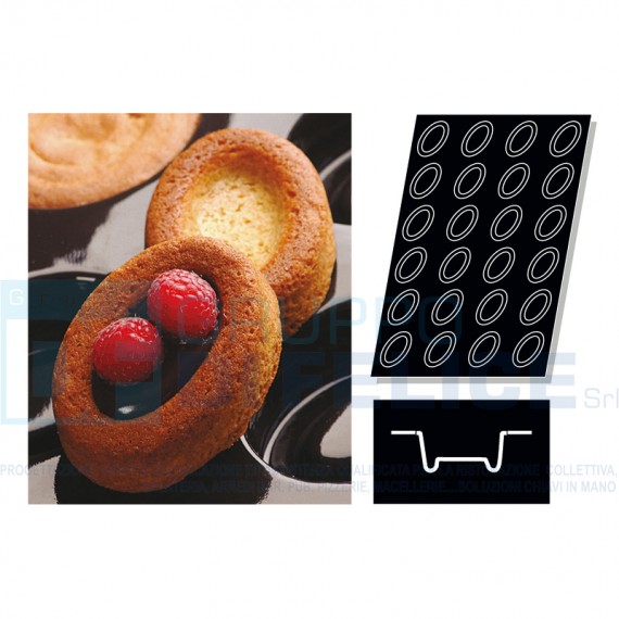 Stampo Flessibile Cm 60x40 Savarins Ovali In Silicone