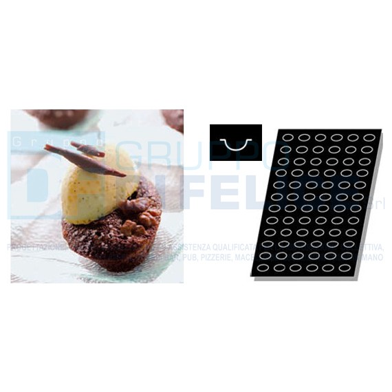 Stampo Flessibile Cm 60x40 N. 64 Mini Ovale Piatto In Silicone