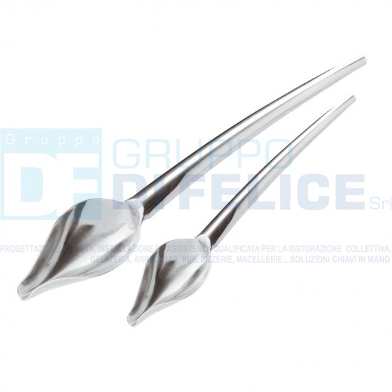 Set 2 Pz Cucchiai Per Decorazione Inox Con Manico Legno