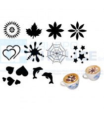 Kit 10 Mini Stencils In Plastica Per Decorare Cappuccini E Piccole Torte