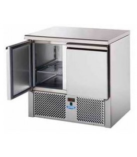 Saladette 2 porte con porta a destra e cassettiera a sinistra con piano in acciaio inox mod SL02NX/C2SLSX