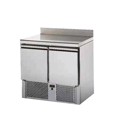 Saladette 2 porte con doppia cassettiera con piano e alzatina in acciaio inox mod SL02AL/C2SLDX/C2SLSX