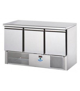 Saladette 3 porte con cassettiera al centro e piano in acciaio inox mod SL03NX/C2SLCE