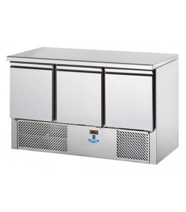 Saladette 3 porte con 3 cassettiere e piano in acciaio inox mod SL03NX/C2SLDX/C2SLCE/C2SLSX