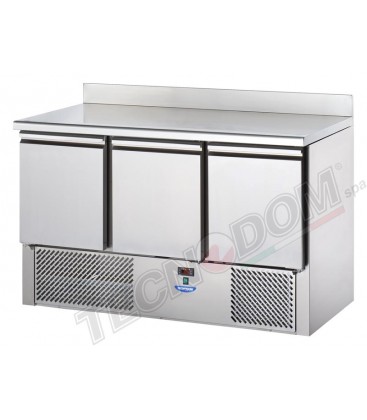 Saladette 3 porte con 3 cassettiere, piano e alzatina in acciaio inox mod SL03AL/C2SLDX/C2SLCE/C2SLSX