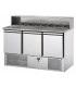 Saladette 3 porte con piano in granito e alzata in acciaio inox, predisposta per 8 vaschette GN1/6 mod SL03AI