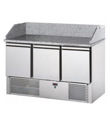 Saladette 3 porte con cassettiera centrale, piano e alzata in granito mod SL03PZ/C2SLCE