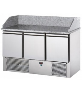 Saladette 3 porte con 3 cassettiere, piano e alzata in granito mod SL03PZ/C2SLSX/C2SLCE/C2SLDX