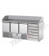 Saladette 3 porte con cassettiera a destra, 6 cassetti e piano in granito mod SL03C6/C2SLDX