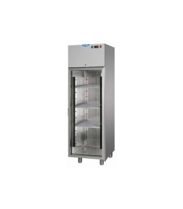 Armadio refrigerato monoblocco in acciaio inox a bassa temperatura -18/-22° C con porta in vetro e luce neon interna mod AF04EKO