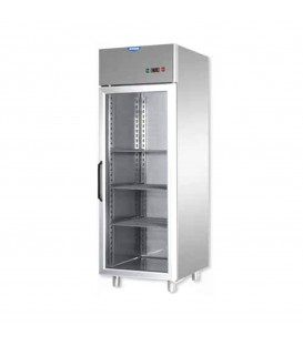 Armadio refrigerato 600 monoblocco in acciaio inox a temp. Normale 0/+10 °C, porta in vetro, luce neon interna mod AF06EKOMTNPV