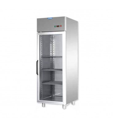 Armadio refrigerato 600 monoblocco in acciaio inox a temp. Normale 0/+10 °C, porta in vetro, luce neon interna mod AF06EKOMTNPV