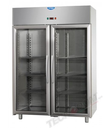 Armadio refrigerato GN2/1 monoblocco acciaio inox a bassa temperatura -18/-22° C 2 porte in vetro e 1 luce neon interna mod AF14