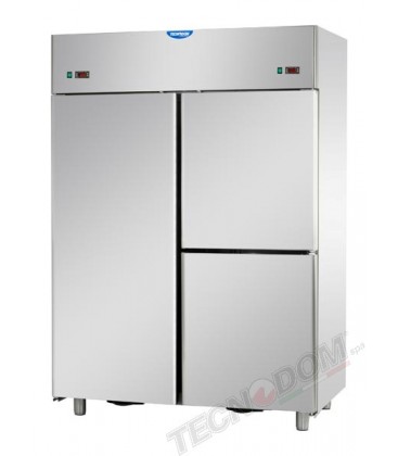 Armadio combinato refrigerato GN2/1 acciaio inox (temp.normale + bassa temp.) 1 porta e 2 sportelli mod A314EKOPN
