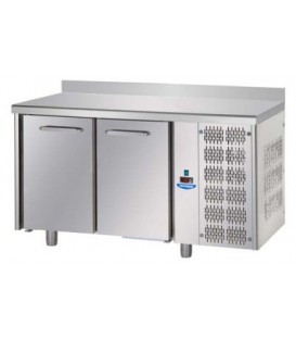 Tavolo refrigerato GN1/1 a temperatura normale con 2 porte e piano in acciaio inox con alzatina 10 cm mod TF02EKOGNAL