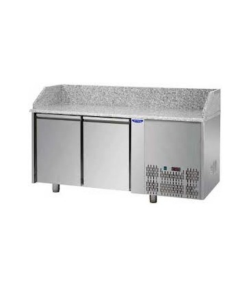 Tavolo refrigerato pizza GN1/1 con 2 porte e piano in granito mod PZ02EKOGN