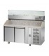 Tavolo refrigerato pizza GN1/1 con 2 porte e piano in granito e vetrina refrigerata 6xGN1/3 mod PZ02EKOGN+VR3160VD