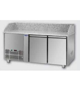 Tavolo refrigerato pizza GN1/1 con 2 porte, gruppo motore a sinistra e piano in granito mod PZ02EKOGNSX